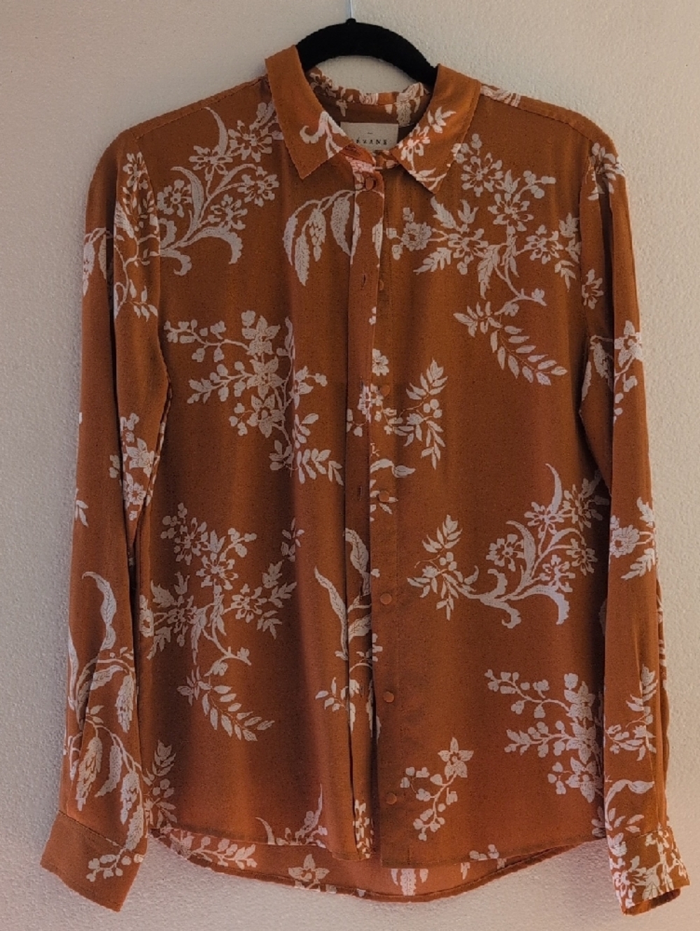 Sezane NWT Ann Orange Floral Silk Blouse - Picture 2 of 6